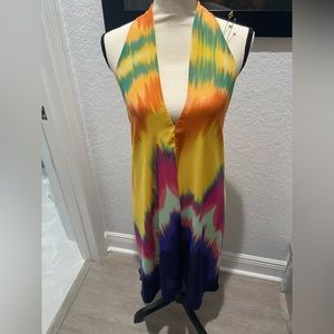 Multi color halter dress/tunic size m